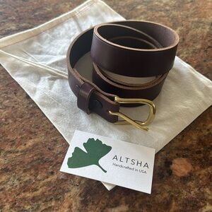 ALTSHA Men's Brown Leather Belt